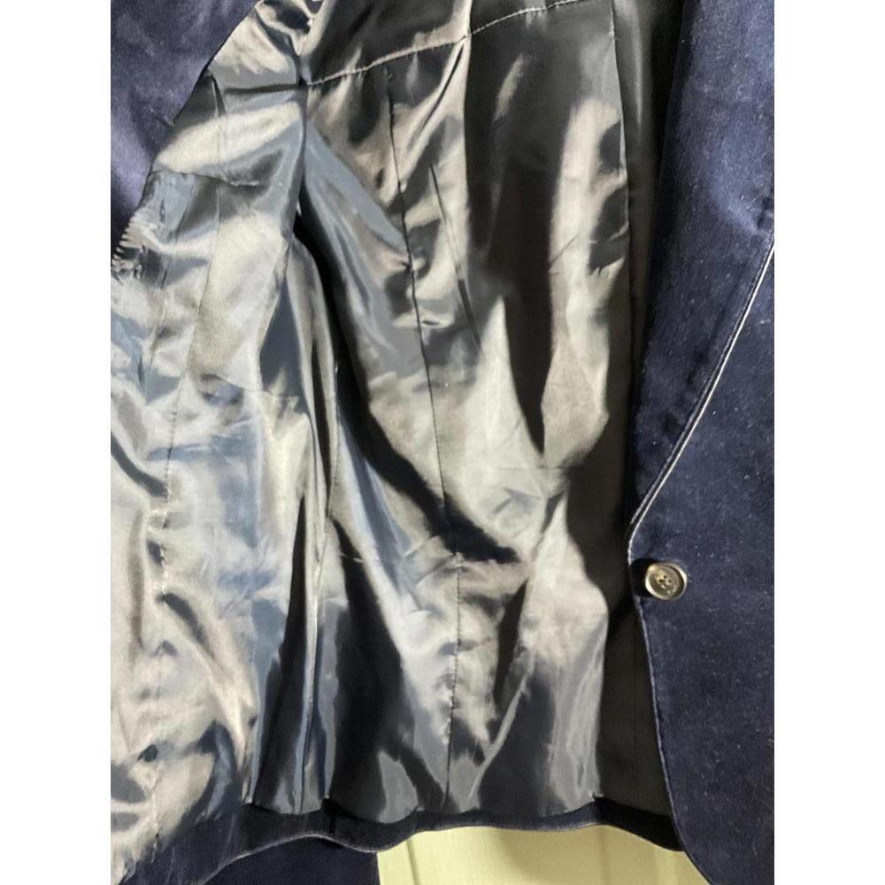EnC Korean  Navy Blue Velour Blazer with Ribbon and faux leather detail Size S - Picture 6 of 14